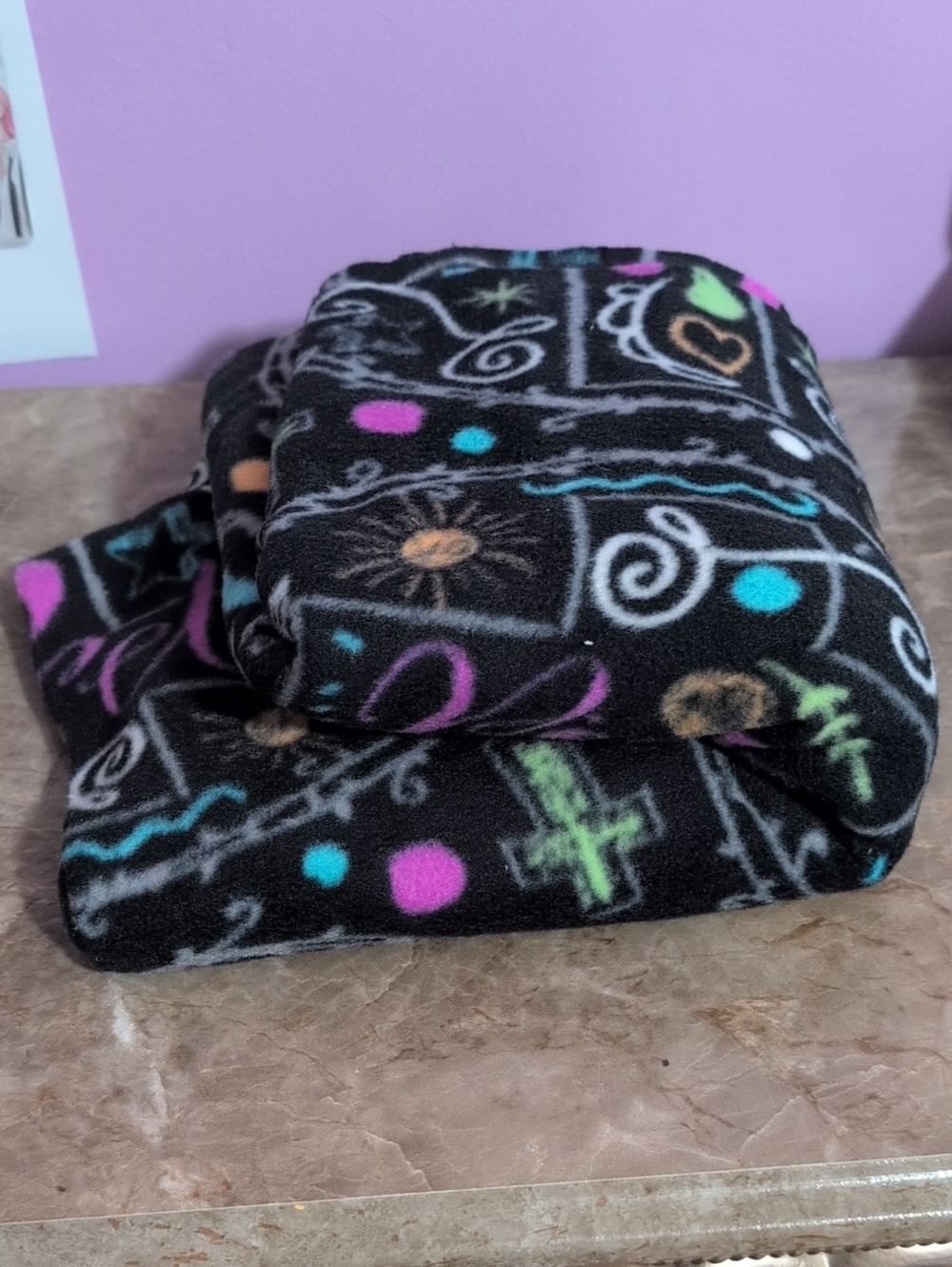 Black Fleece Large Fabric Bundle with Multicolor Graphic Accents